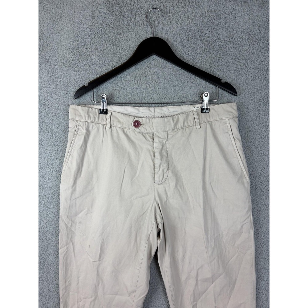 Brunello Cucinelli Pants Mens 38x32 Beige Cotton Chino Casual Made In Italy Mens